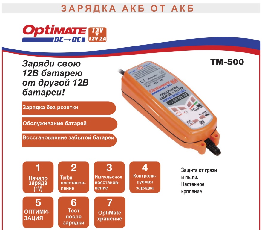 Optimate  16 877x768 - Зарядное устройство OptiMate DC-DC
