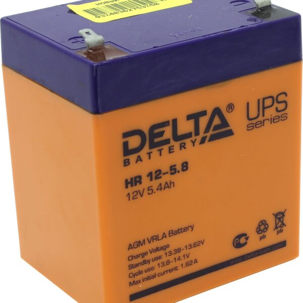 Аккумулятор Delta HR 12-5.8 12В 5,8Ач 90x70x107 мм Прямая (+-)