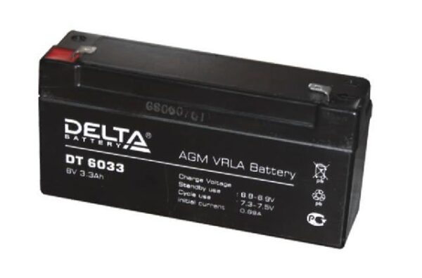 4202.970 600x395 - Аккумулятор Delta DT 6033 6В 3,3Ач 134x34x66 мм Прямая (+-)