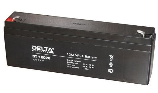 Аккумулятор Delta DT 12022 12В 2,2Ач 178x35x66 мм Прямая (+-)