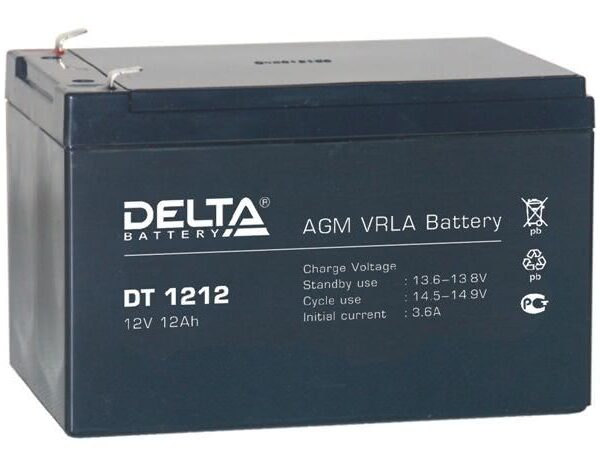 Аккумулятор Delta DT 1212 12В 12Ач 151x98x101 мм Прямая (+-)
