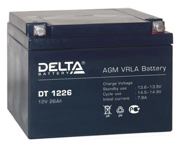4209.970 600x491 - Аккумулятор Delta DT 1226 12В 26Ач 167x175x126 мм Обратная (-+)
