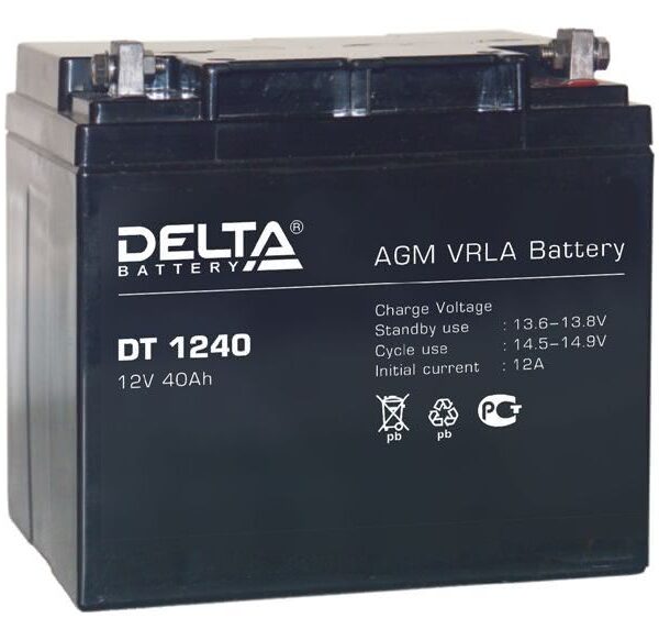 Аккумулятор Delta DT 1240 12В 40Ач 198x166x170 мм Обратная (-+)