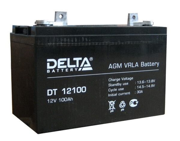 Аккумулятор Delta DT 12100 12В 100Ач 329x172x241 мм Прямая (+-)