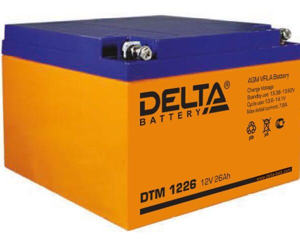 Аккумулятор Delta DTM 1226 12В 26Ач 166x175x125 мм Обратная (-+)