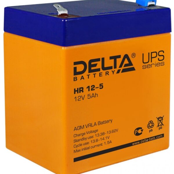 Аккумулятор Delta HR 12-5 12В 5Ач 90x70x107 мм Прямая (+-)