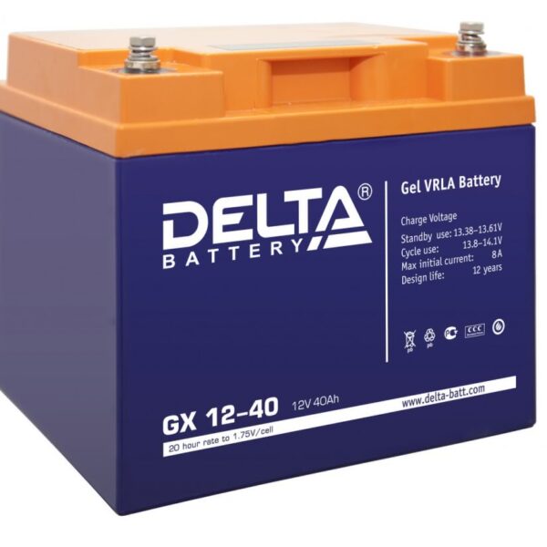 Аккумулятор Delta GX 12-40 12В 40Ач 197x165x170 мм Обратная (-+)