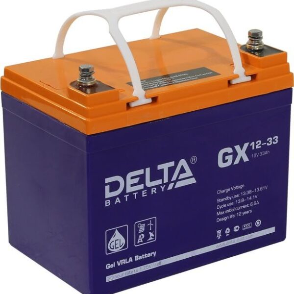 Аккумулятор Delta GX 12-33 12В 33Ач 195x130x180 мм Прямая (+-)