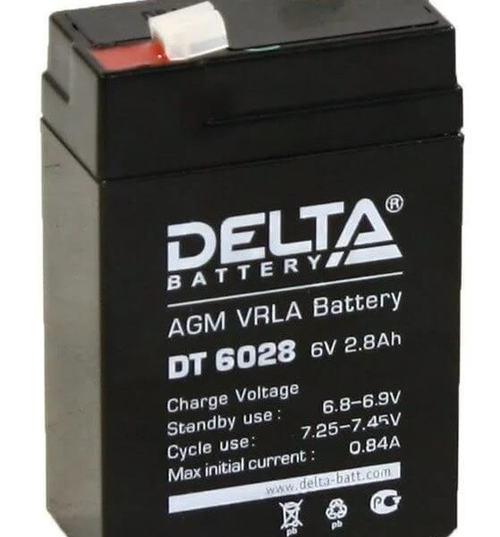 Аккумулятор Delta DT 6028 6В 2,8Ач 66x33x99 мм Прямая (+-)