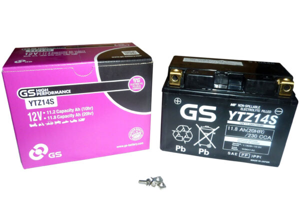 Batteria Yuasa GS YTZ14S made Japan 600x412 - Аккумулятор GS Yuasa YTZ14S GS 12В 11,2Ач 230CCA 150x87x110 мм Прямая (+-)