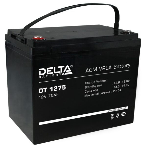 DT201275 600x600 - Аккумулятор Delta DT 1275 12В 75Ач 259x169x213 мм Прямая (+-)