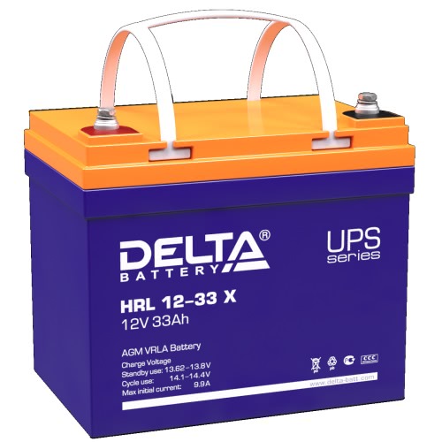Delta HRL 12 33 X - Аккумулятор Delta HRL 12-33 X 12В 33Ач 195x130x168 мм Прямая (+-)