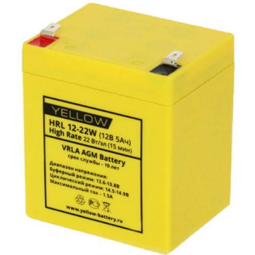 Yellow HRL 12 22W YL - Аккумулятор Yellow HRL 12-22W YL 12В 5Ач 90x70x107 мм Прямая (+-)