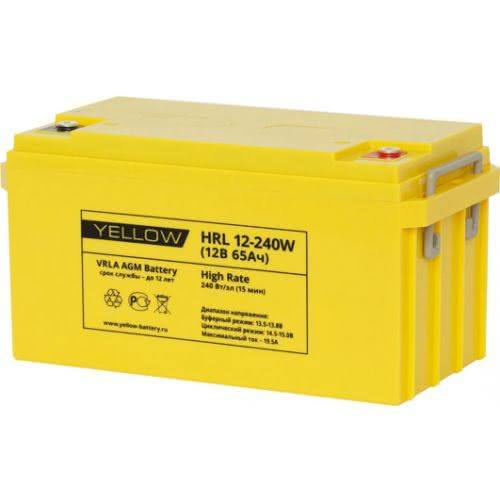 Yellow HRL 12 240W YL - Аккумулятор Yellow HRL 12-240W YL 12В 65Ач 350x167x179 мм Обратная (-+)