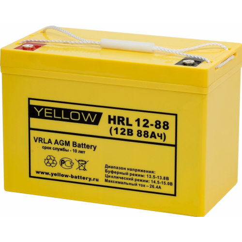 Yellow HRL 12 88 YL - Аккумулятор Yellow HRL 12-88 YL 12В 88Ач 306x169x214 мм Прямая (+-)