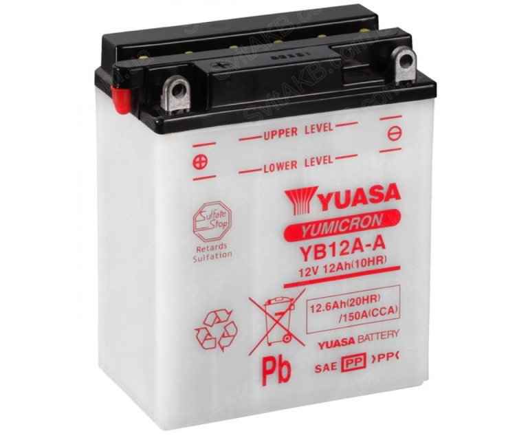 Yuasa YB12A A 12V 12Ah 10HR CCA 150A 768x640 - Аккумулятор Yuasa YB12A-A 12В 12Ач 180CCA 136x81x162 мм Прямая (+-)