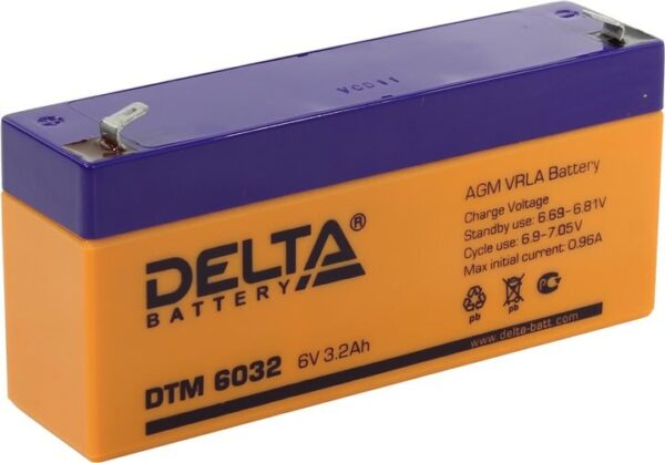 akkumulyatornaya batareya delta dtm 6032 1 600x418 - Аккумулятор Delta DTM 6032 6В 3,2Ач 134x34x67 мм Прямая (+-)