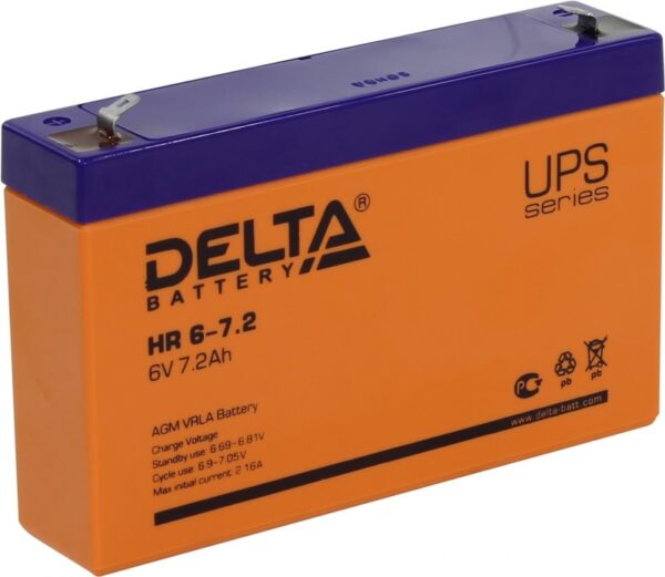 akkumulyatornaya batareya delta hr 6 7.2 1 600x521 - Аккумулятор Delta HR 6-7.2 6В 7,2Ач 151x34x100 мм Прямая (+-)