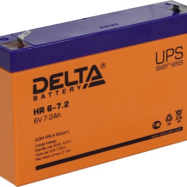 Аккумулятор Delta HR 6-7.2 6В 7,2Ач 151x34x100 мм Прямая (+-)