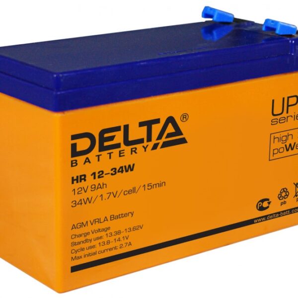 Аккумулятор Delta HR 12-34 W 12В 9Ач 151x65x100 мм Прямая (+-)