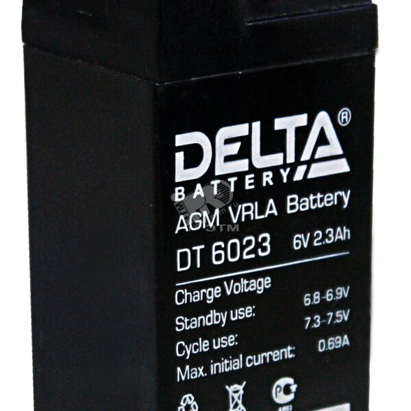Аккумулятор Delta DT 6023 (75) 6В 2,3Ач 43x37x75 мм