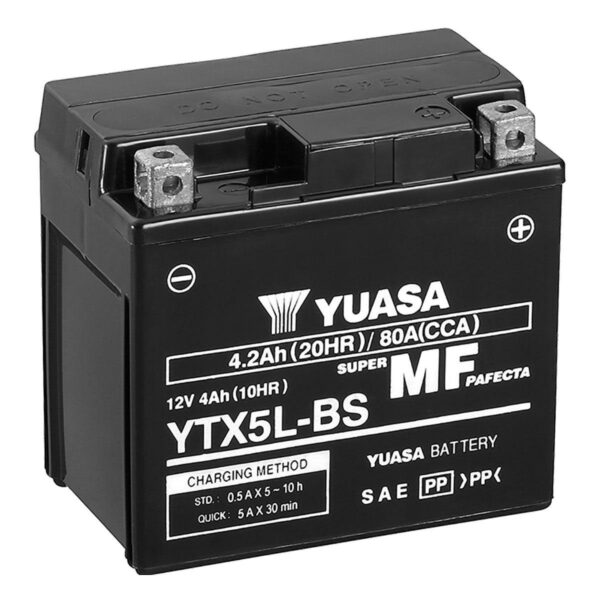 maintenance free battery ytx5l bs YUAM32X5B 600x600 - Аккумулятор Yuasa YTX5L-BS 12В 4Ач 80CCA 114x71x106 мм Обратная (-+)