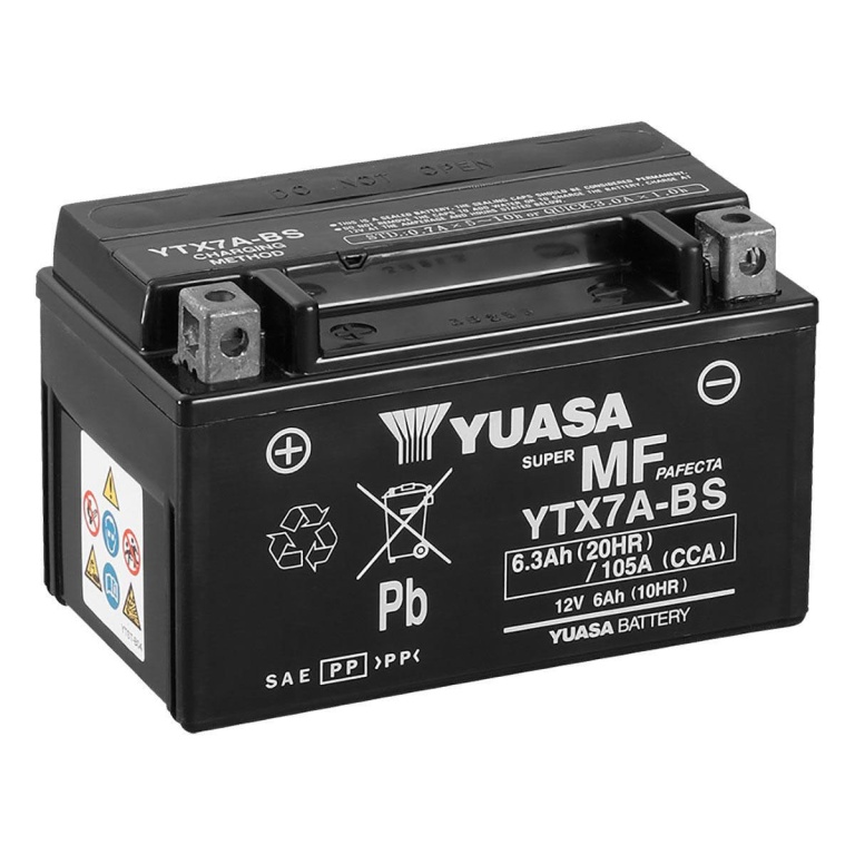 maintenance free battery ytx7a bs YUAM32X7A 768x768 - Аккумулятор Yuasa YTX7A-BS 12В 6Ач 105CCA 150x87x93 мм Прямая (+-)