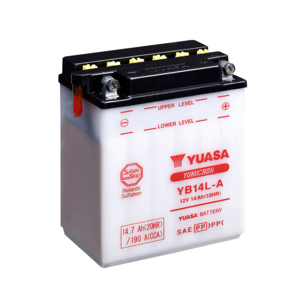 yb14l a 600x600 - Аккумулятор Yuasa YB14L-A 12В 14Ач 190CCA 134x89x166 мм Обратная (-+)