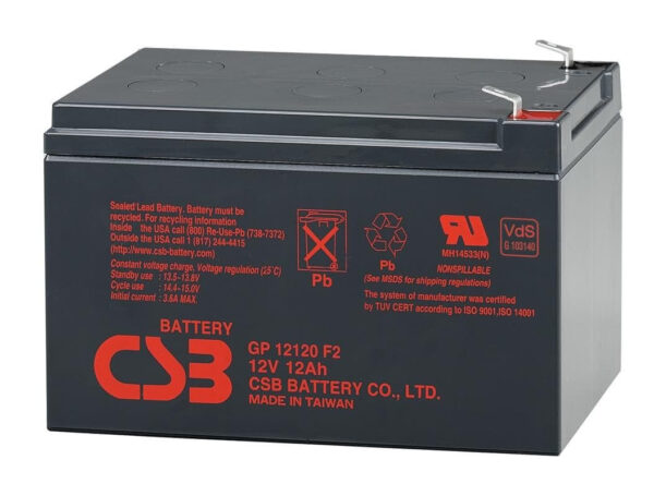 CSB GP 12120 600x455 - Аккумулятор CSB-GP-12120 12В 12Ач 151x98x101 мм Прямая (+-)