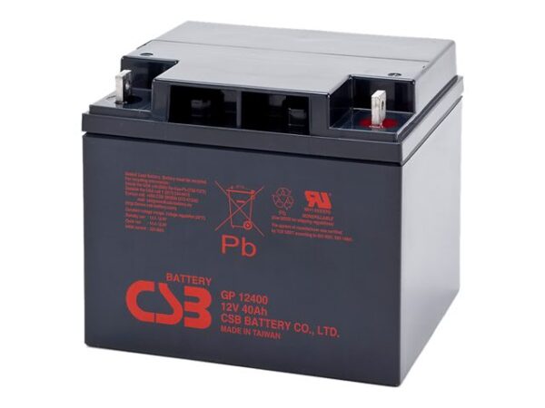 CSB GP 12400 600x450 - Аккумулятор CSB-GP-12400 12В 40Ач 197x165x170 мм Обратная (-+)