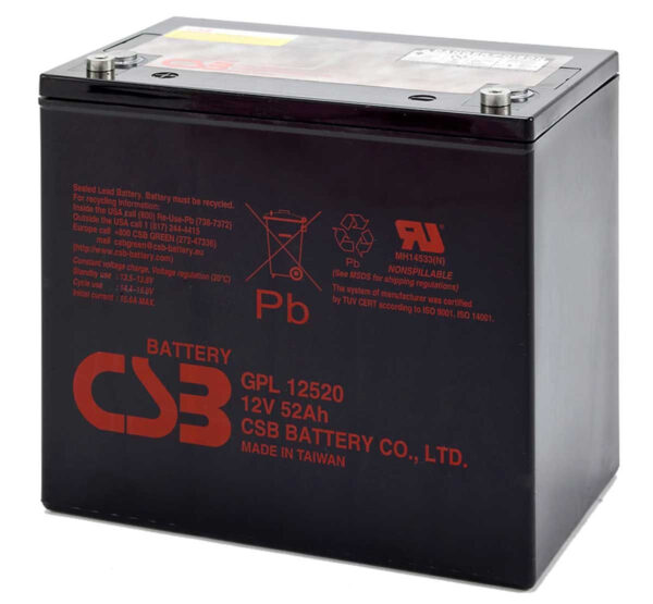 CSB GPL 12520 600x555 - Аккумулятор CSB-GPL-12520 12В 52Ач 228x139x208 мм Прямая (+-)