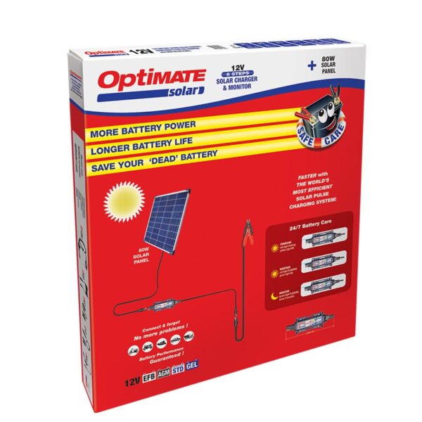 OptiMate SOLAR 12V w 80W panel TM523 8 UP1 600x600 - Солнечное зарядное устройство Optimate Solar 80Вт Travel kit, TM523-8TK