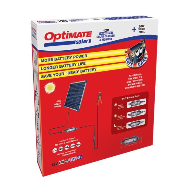 OptiMate SOLAR 12Vw 60W panel TM523 6 UP1 600x600 - Солнечное зарядное устройство Optimate Solar 60Вт Travel Kit, TM523-6TK