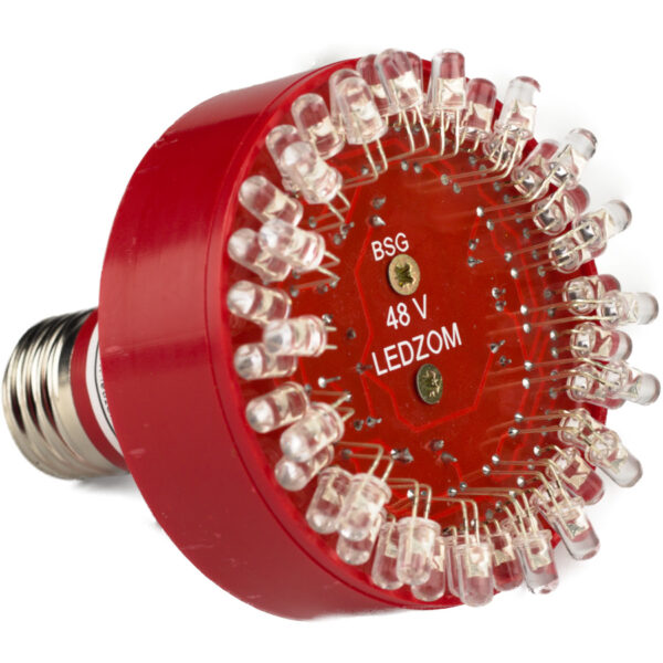 lampa dlya zom 48v ledzom 600x600 - Лампа светодиодная для ЗОМ LEDZOM 48В, E27, красный, 25 кд