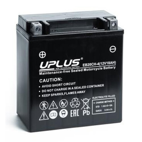akkumulator moto uplus eb20ch 4 - Аккумулятор UPLUS LEOCH EB20CH-4 (YTX20CH) 12В 18Ач 270CCA 150x87x161 мм Прямая (+-)