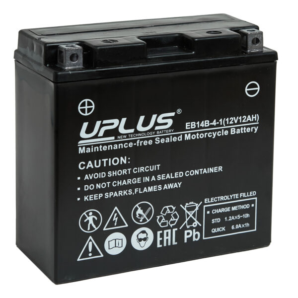 uplus EB14B 4 11 600x600 - Аккумулятор UPLUS LEOCH EB14B-4-1 (CT 1212.2 YT14B-BS) 12В 12Ач 175CCA 150x70x145 мм Прямая (+-)