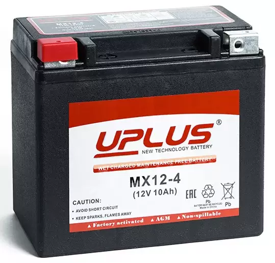 uplus mx12 4 - Аккумулятор UPLUS LEOCH MX12-4 (СТ 1212 YTX12) 12В 10Ач 180CCA 150x87x130 мм Прямая (+-)