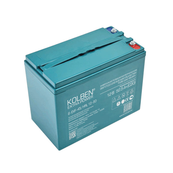 6-EVF-45 Универсальный тяговый аккумулятор KOLBEN EXTRA POWER 12В 52.5Ач C20 224х121х175 мм