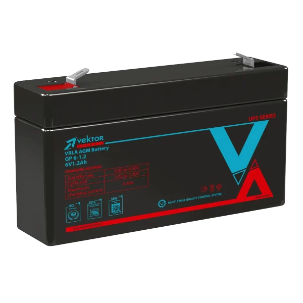 Аккумулятор VEKTOR ENERGY GP 6-1,2 6В 1,2Ач 97x24x58 мм