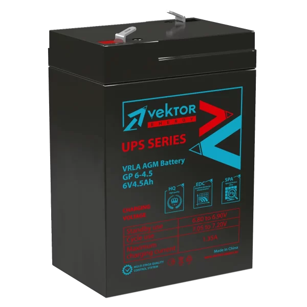 Аккумулятор VEKTOR ENERGY GP 6-4,5 6В 4,5Ач 70x47x106 мм