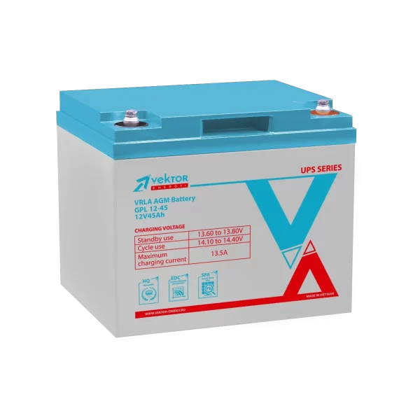 Аккумулятор VEKTOR ENERGY GPL 12-45 12В 45Ач 197x165x170 мм