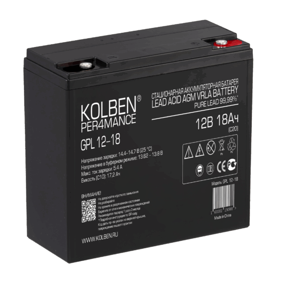 Аккумулятор KOLBEN PER4MANCE GPL 12-18  12В 18Ач 181x76x170 мм